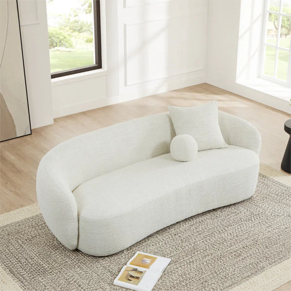 White Japandi Bouclé Sofa