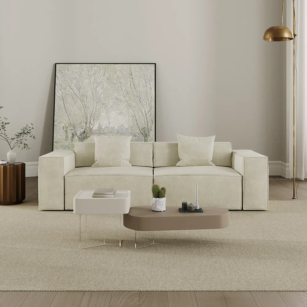 Japandi Modular Sleeper Sofa With Armrests & Pillows – CozyTrack