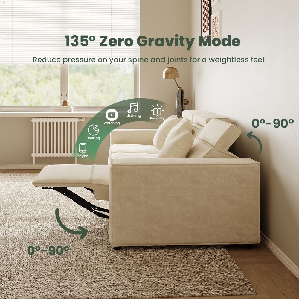 Japandi Minimalist Power Recliner Sofa – Pro Series
