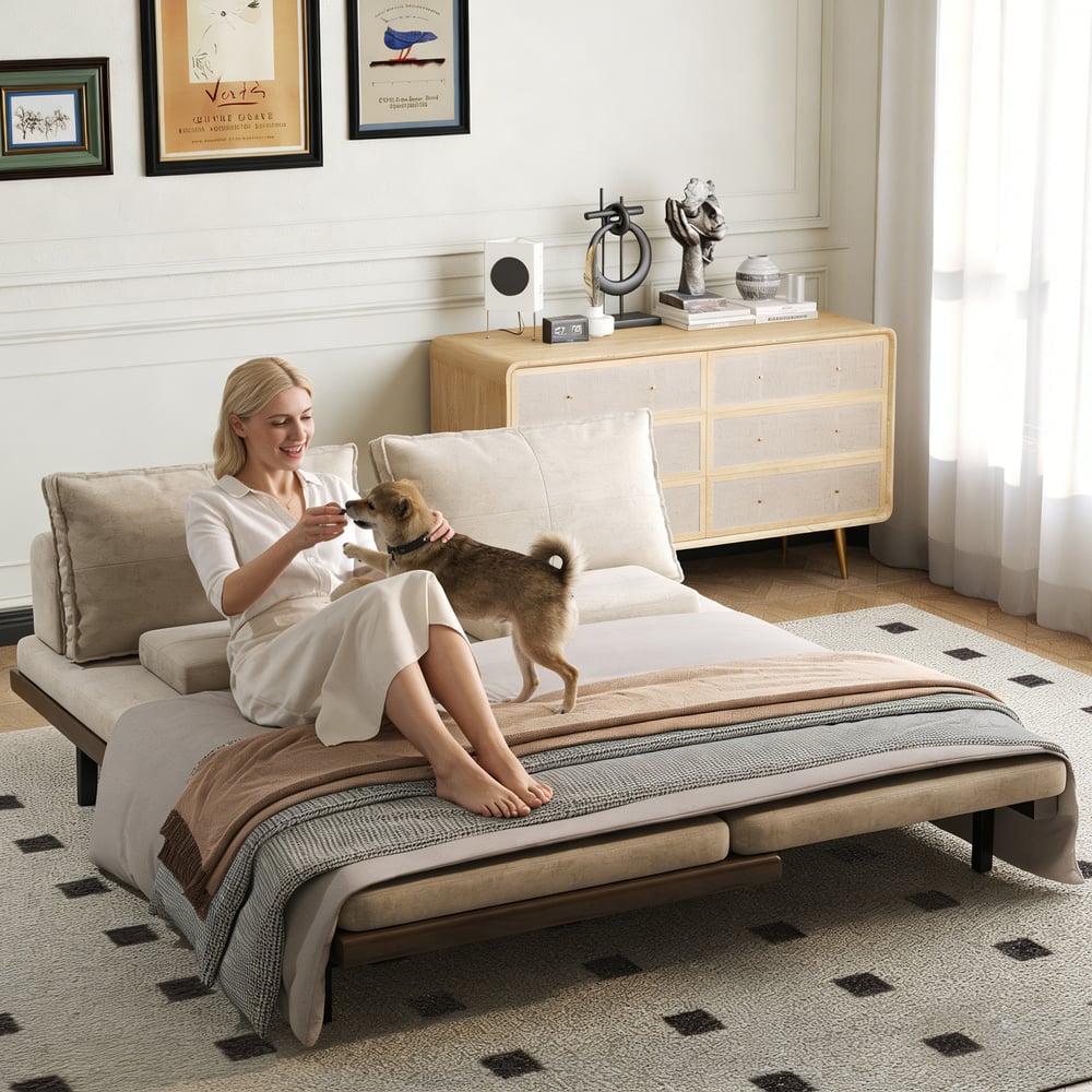 Japandi Cotton & Linen Sleeper Sofa – view 5