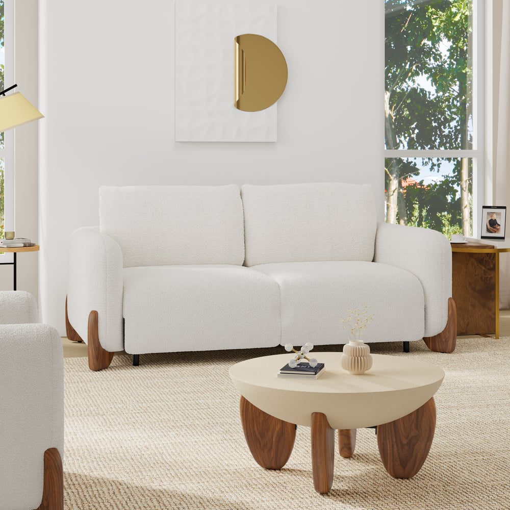 Japandi White Boucle Sleeper Sofa (Queen) – view 4