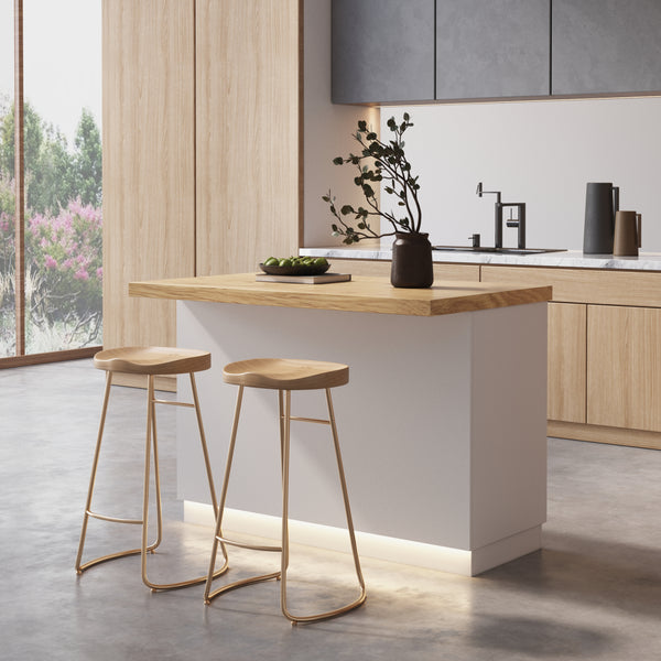 Japandi Natural Wood & White Kitchen Island - 50"