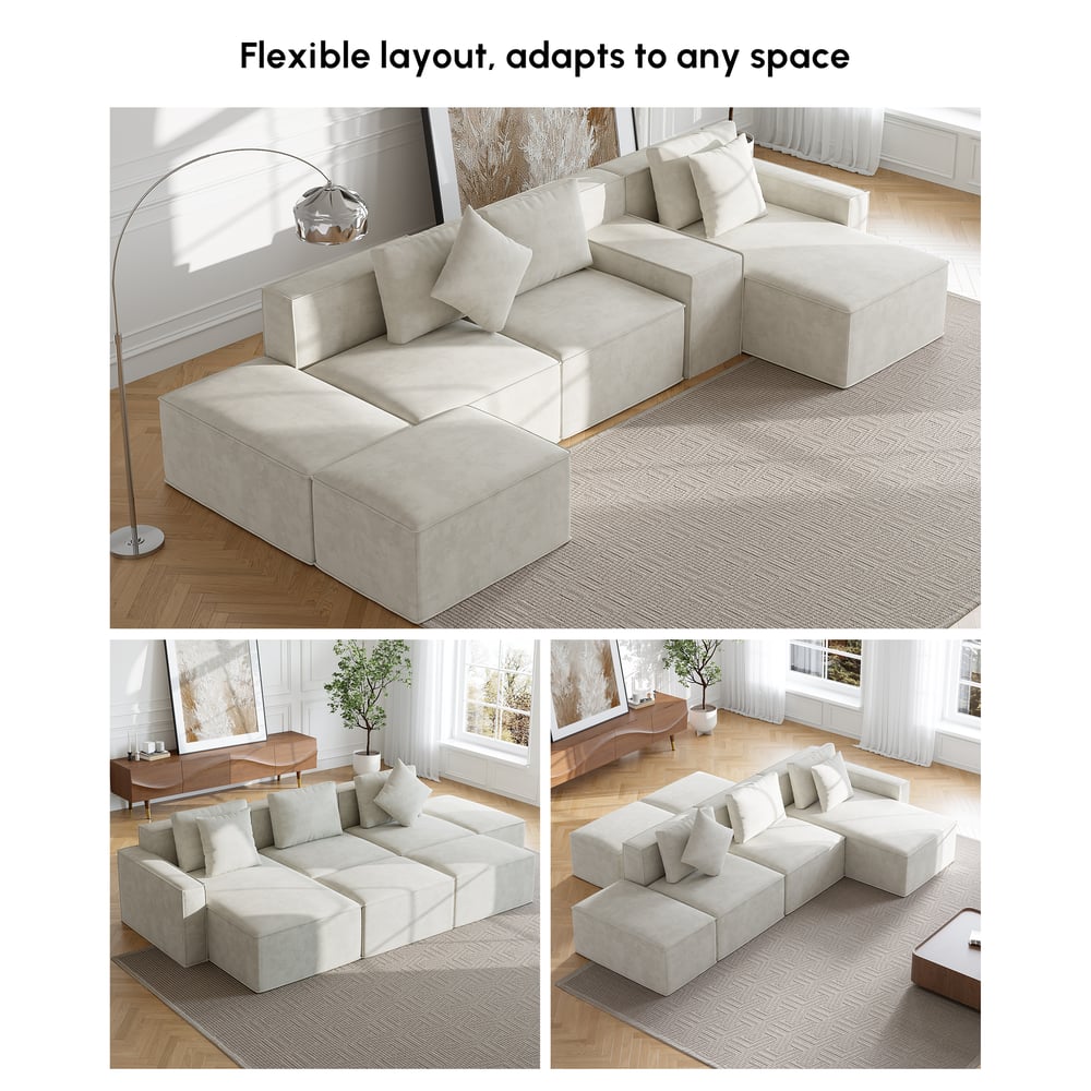 Japandi 6-Piece Modular Chaise Sectional with Ottomans – view 4