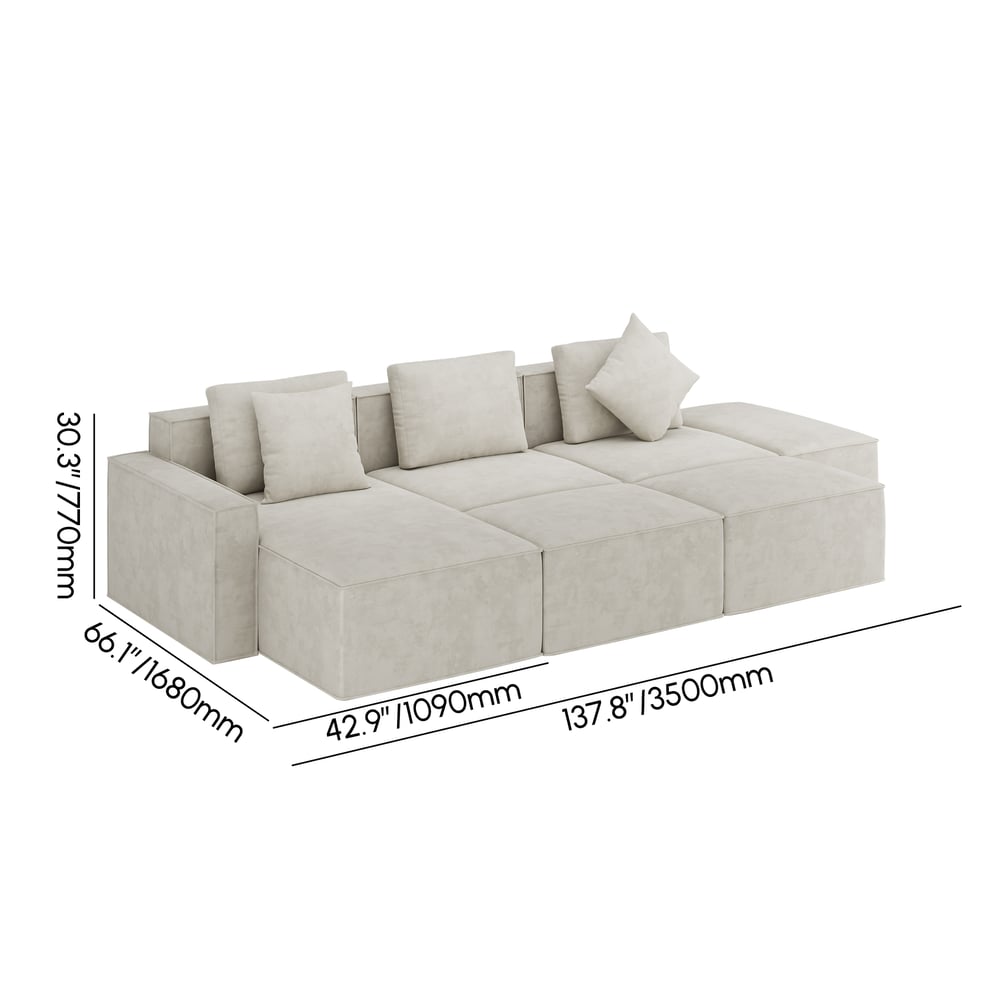 Japandi 6-Piece Modular Chaise Sectional with Ottomans – view 8