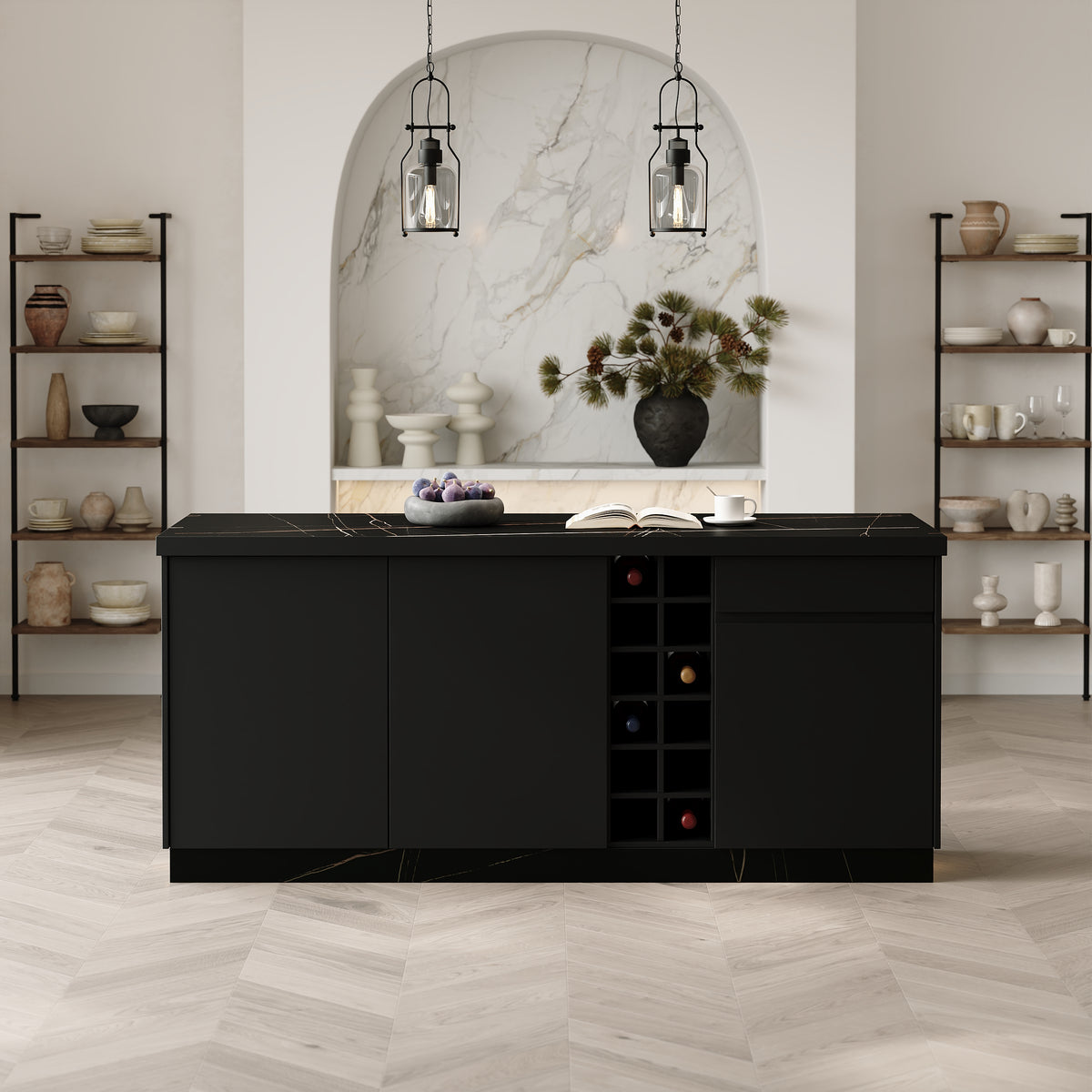 Japandi Kitchen Island with Multi-Storage - 72" – view 4