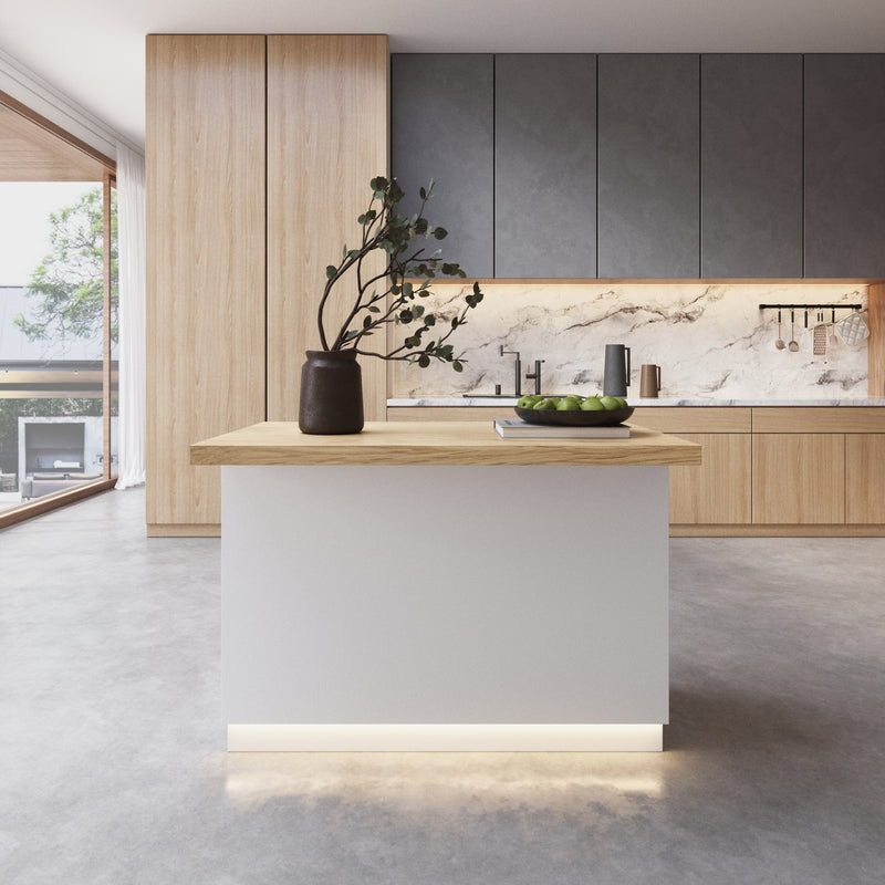 Japandi Natural Wood & White Kitchen Island - 50"