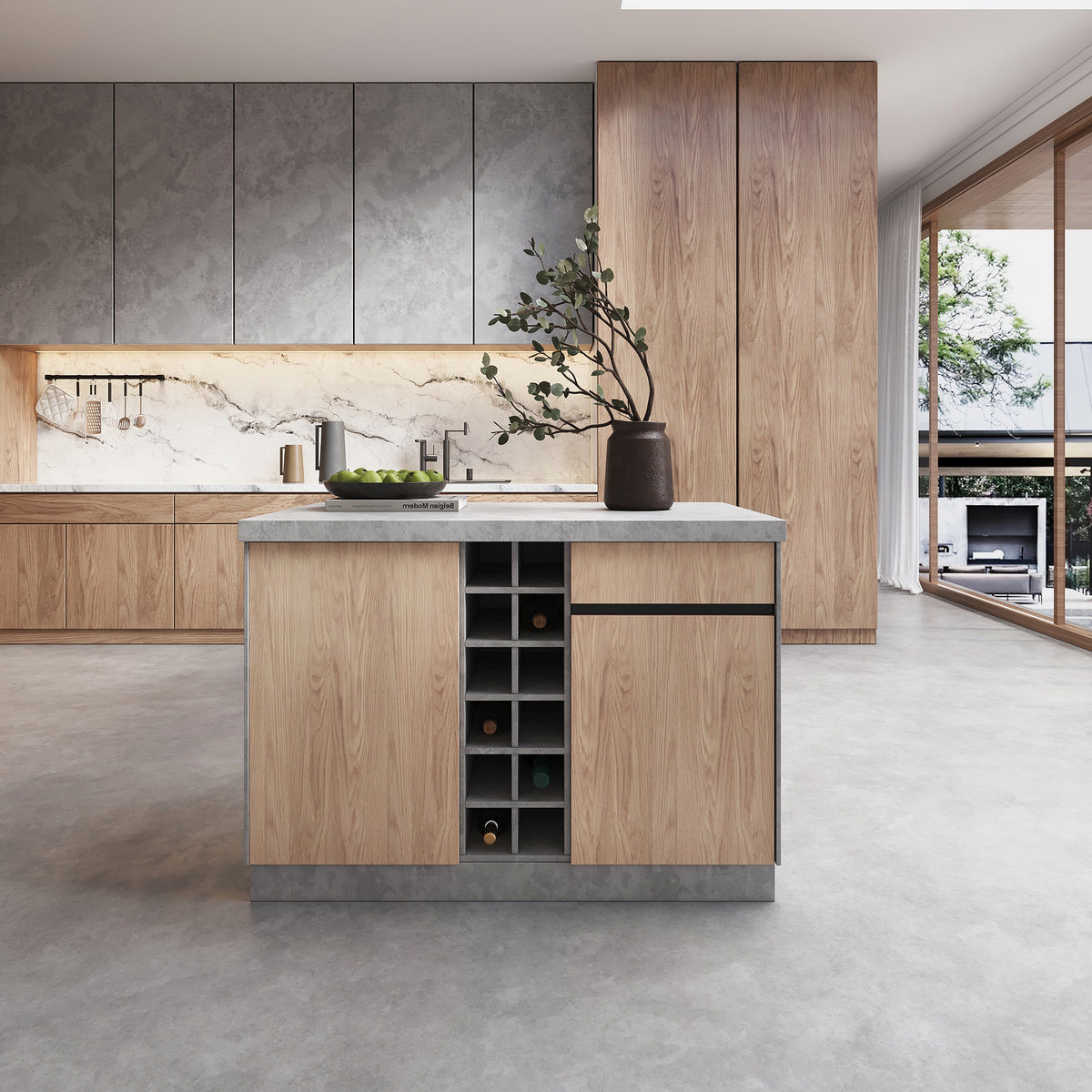 Japandi Gray Kitchen Island with LED Light - 50" – view 4