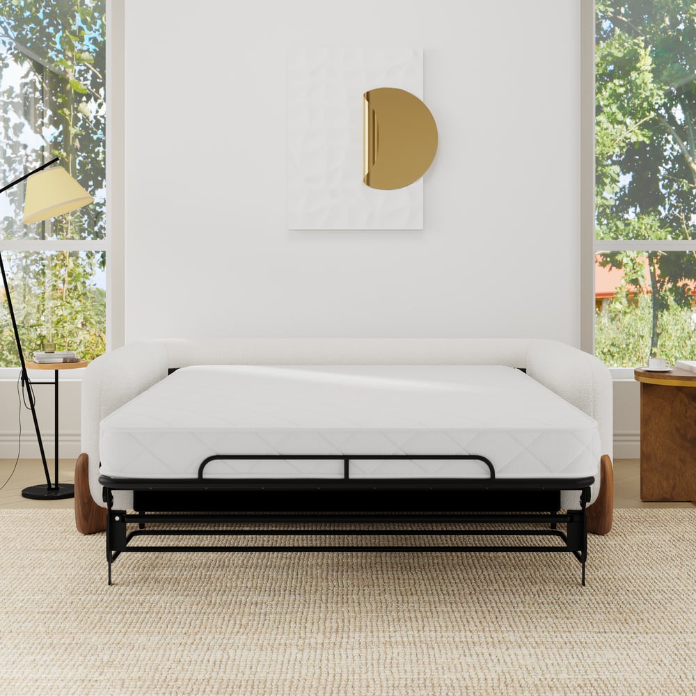 Japandi White Boucle Sleeper Sofa (Queen) – view 6