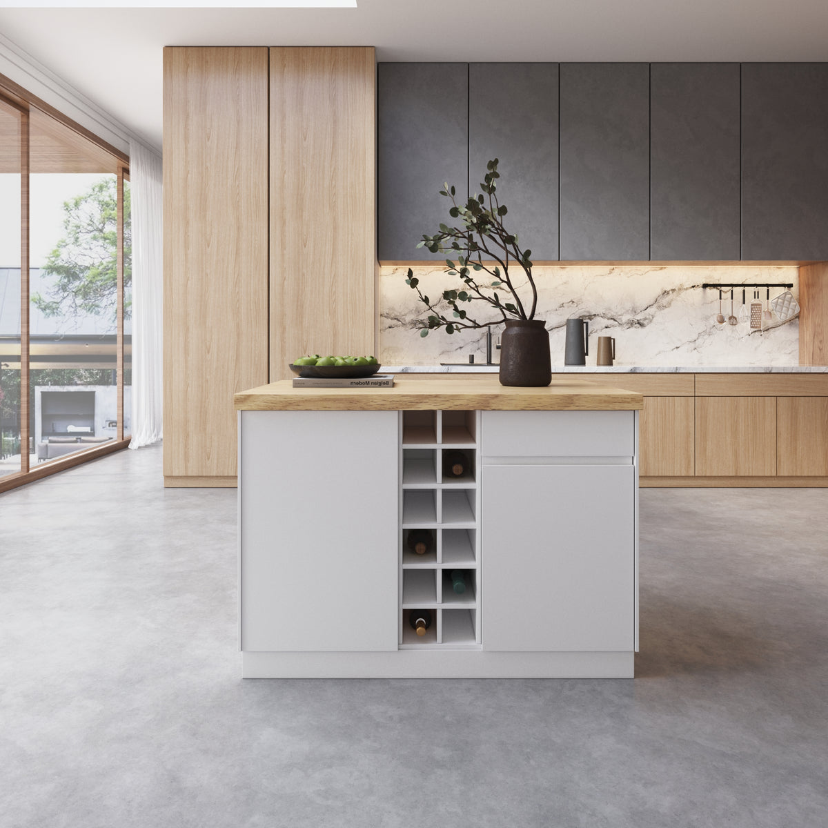 Japandi Natural Wood & White Kitchen Island - 50" – view 4