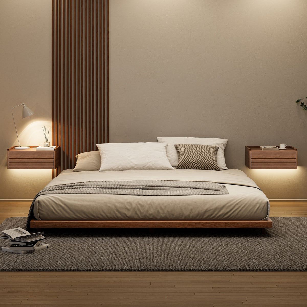 Walnut floor bed front view