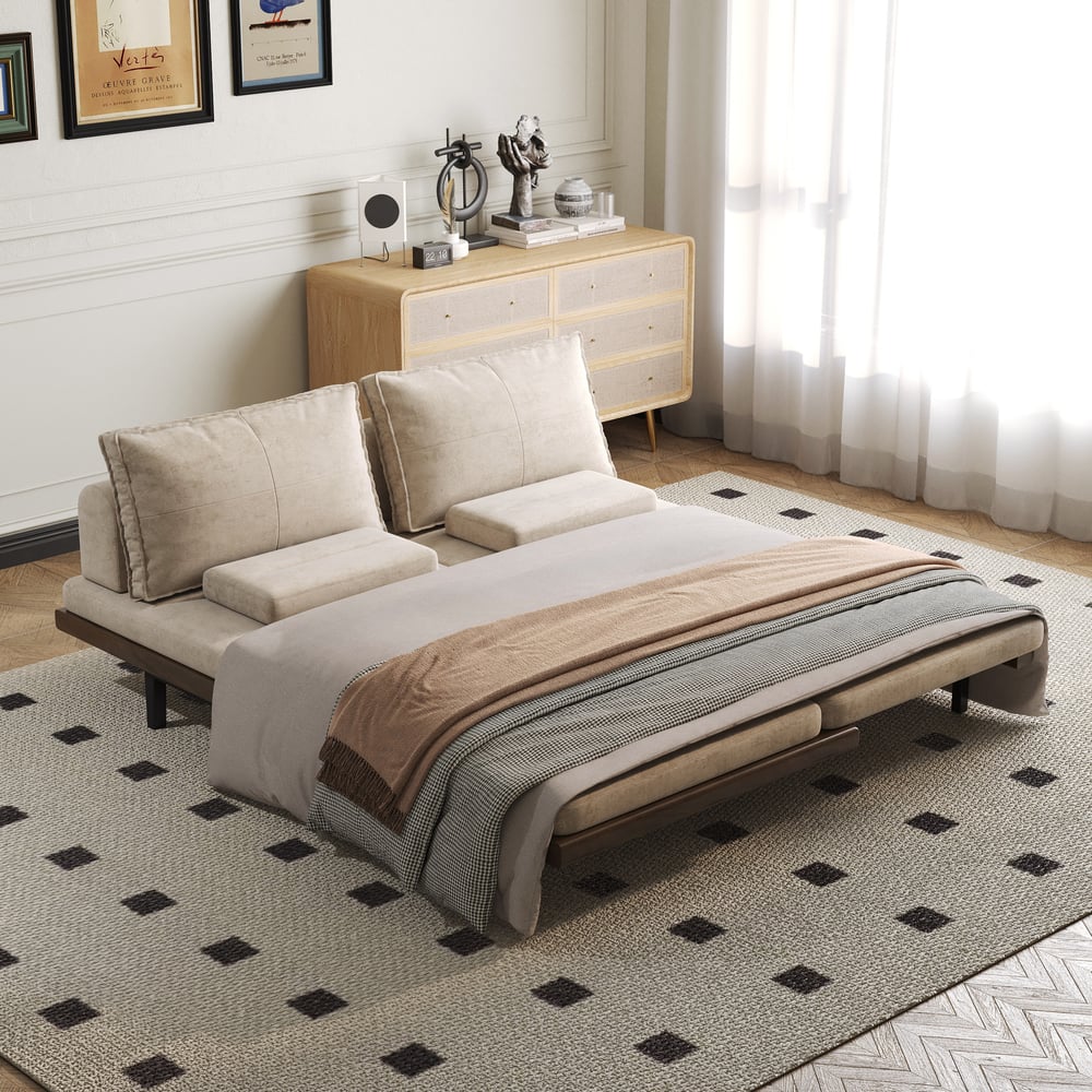 Japandi Cotton & Linen Sleeper Sofa