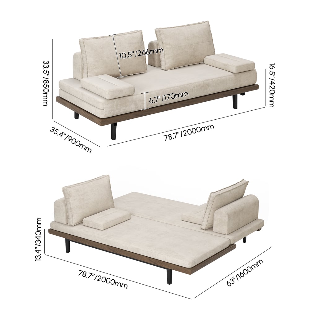 Japandi Cotton & Linen Sleeper Sofa – view 8