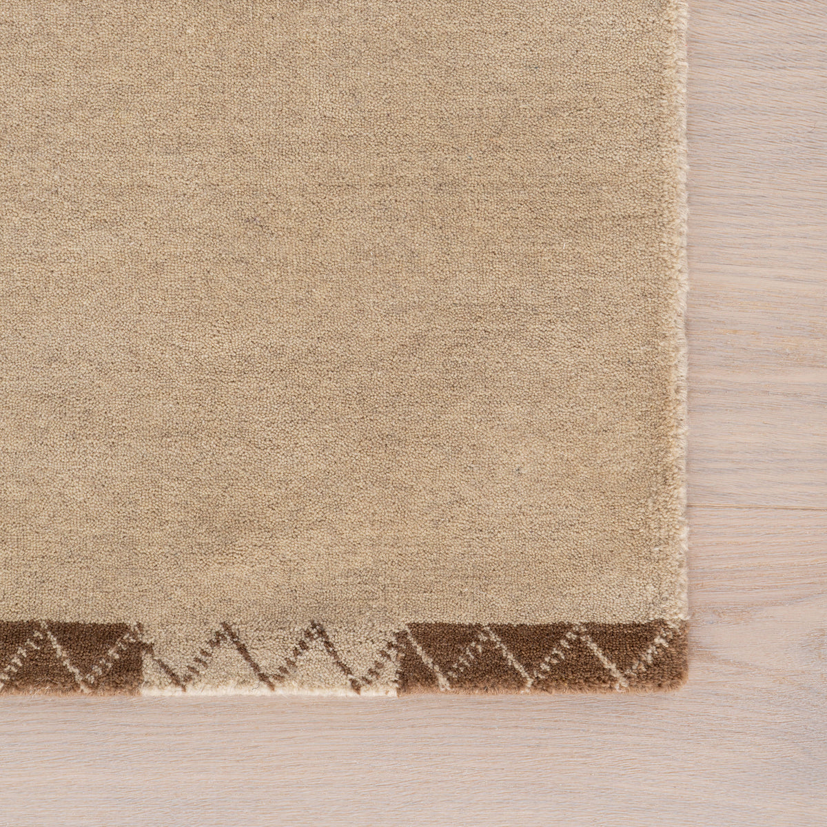 Japandi Tan Wool Rug with End Borders - Terre – view 4