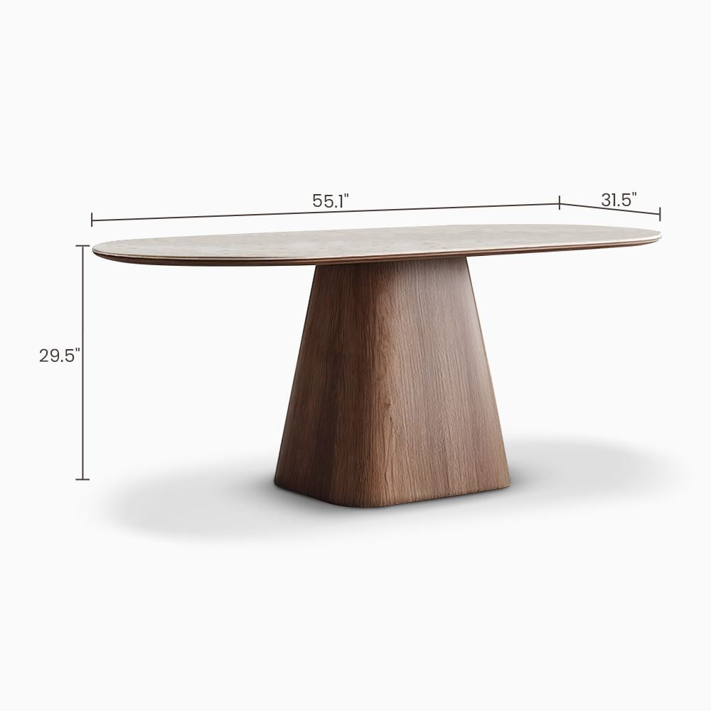 Japandi Stone & Blac Wood Table