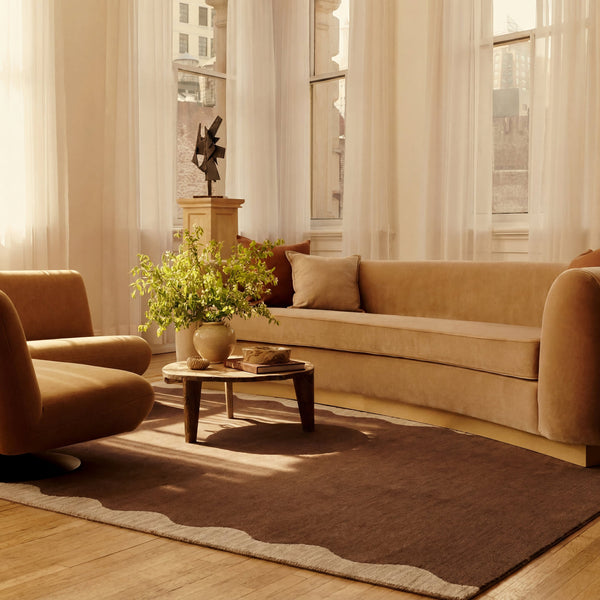Japandi Chocolate Brown Wool Rug - Ondine