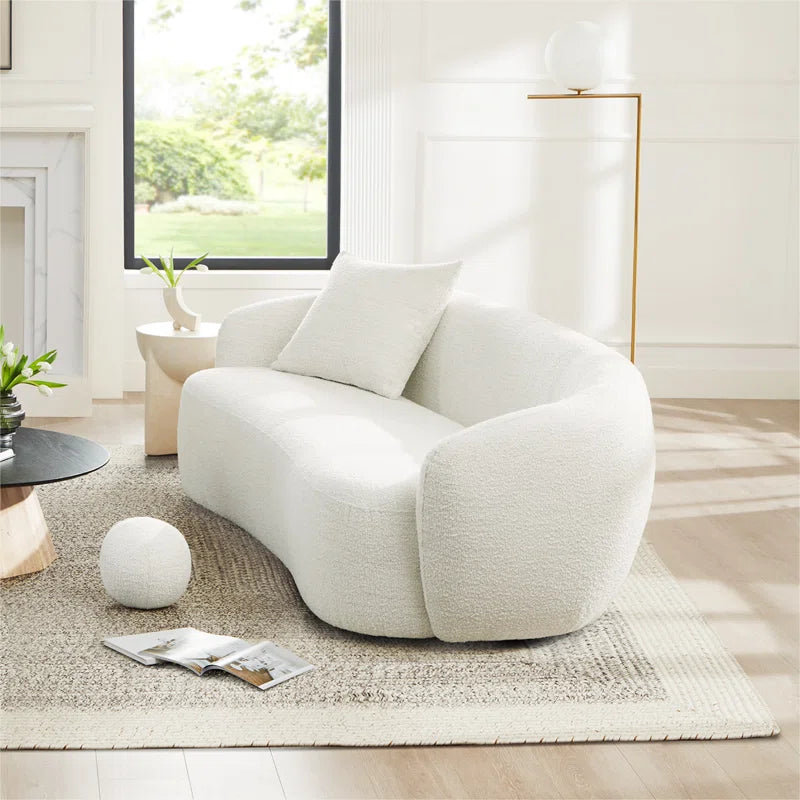 White Japandi Bouclé Sofa