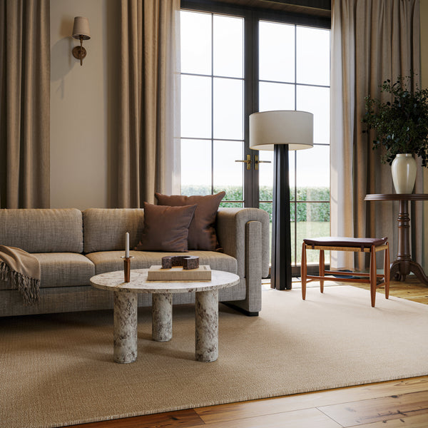 Japandi Solid Beige Wool Rug - Crosby