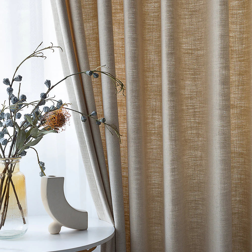 Japandi Cotton Blackout Curtains | Pleated