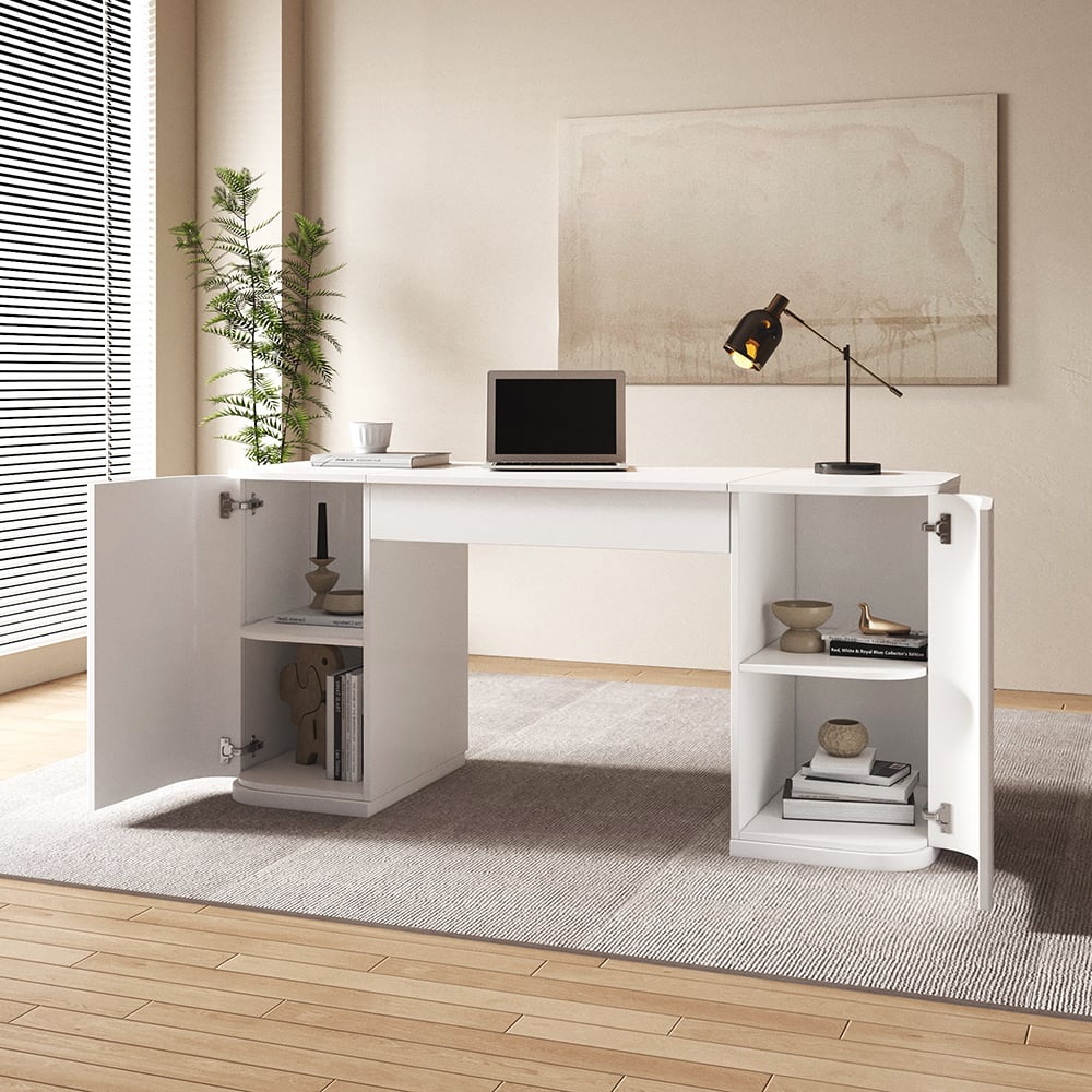 Japandi White Desk