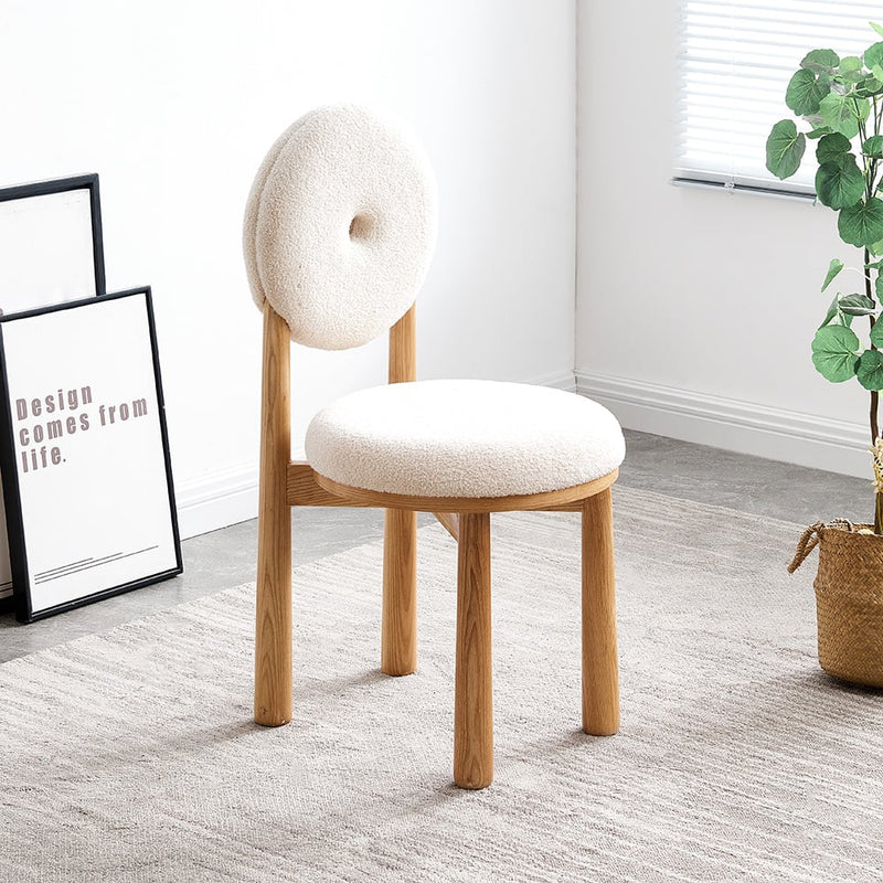 Japandi Wood and Bouclé Chair