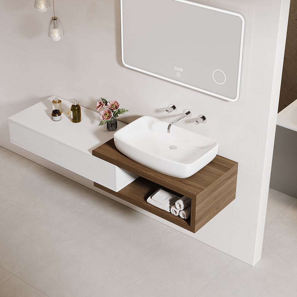 Japandi Extendable Floating Bathroom Vanity Set