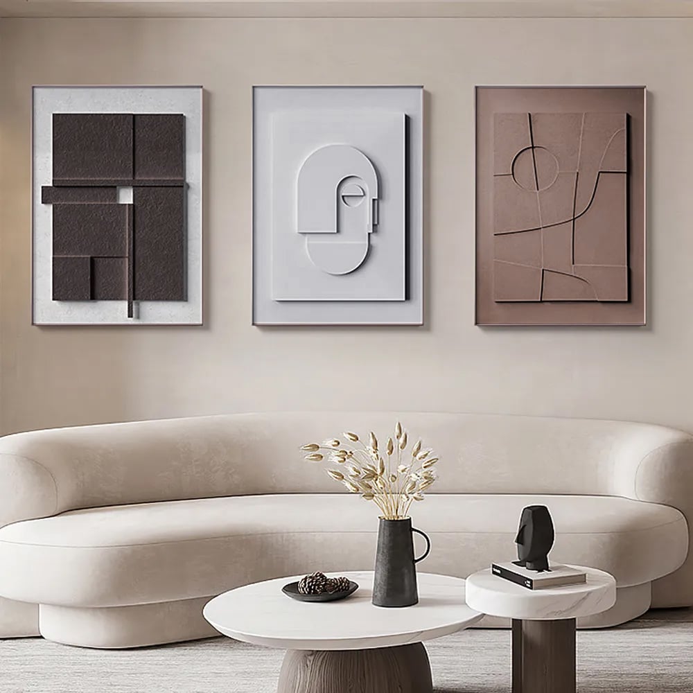 Japandi 3D Relief Canvas Wall Art Set (3 Pieces) – view 2