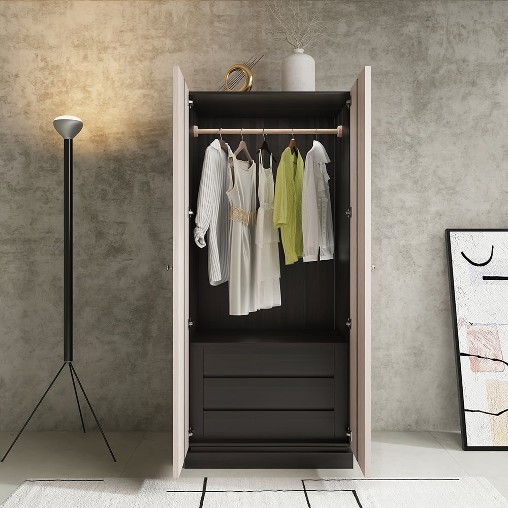 Japandi Washed White Wardrobe Closet