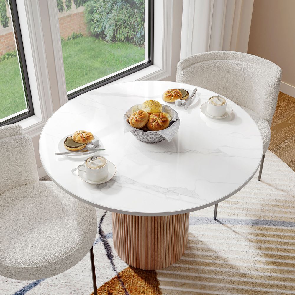 Japandi Table with Marble Top