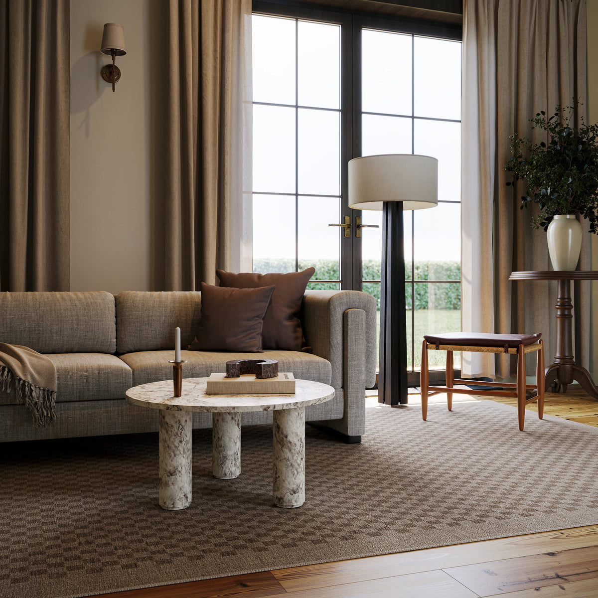 Japandi Washable Checkered Rug by Nate Berkus - Watts – view 2