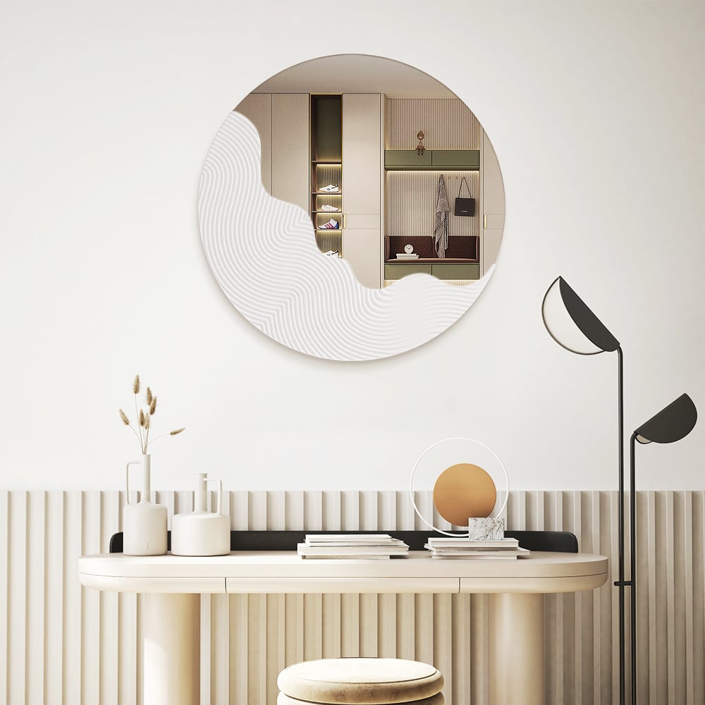 Japandi Round Modern Wall Mirror