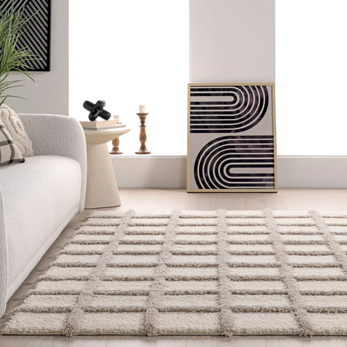 Japandi Checkered Texture Rug – view 5