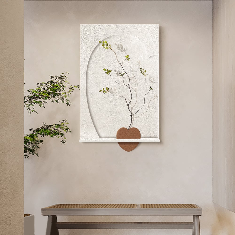 Japandi Wall Sculpture With Shelf & Vase