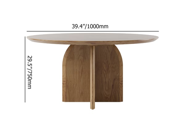 Japandi Round Wood Table for 4