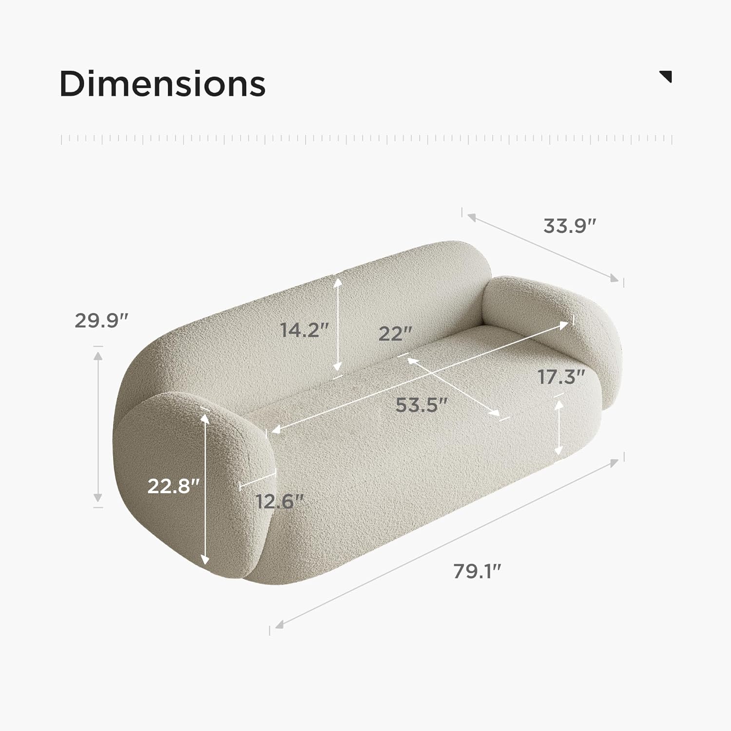 Japandi Boucle Curved Sofa