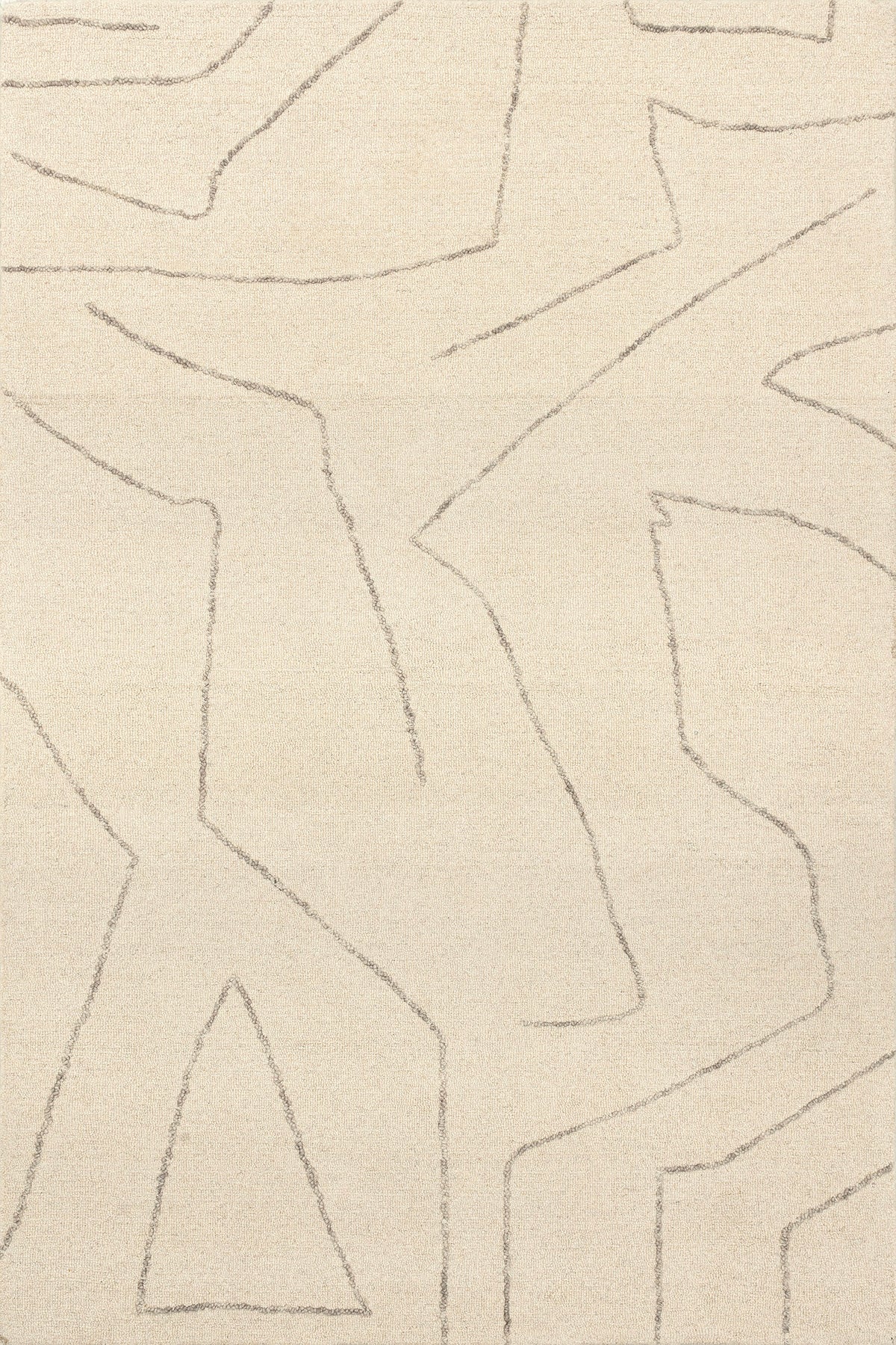 Japandi Textured Cream Wool Rug - Mulholland