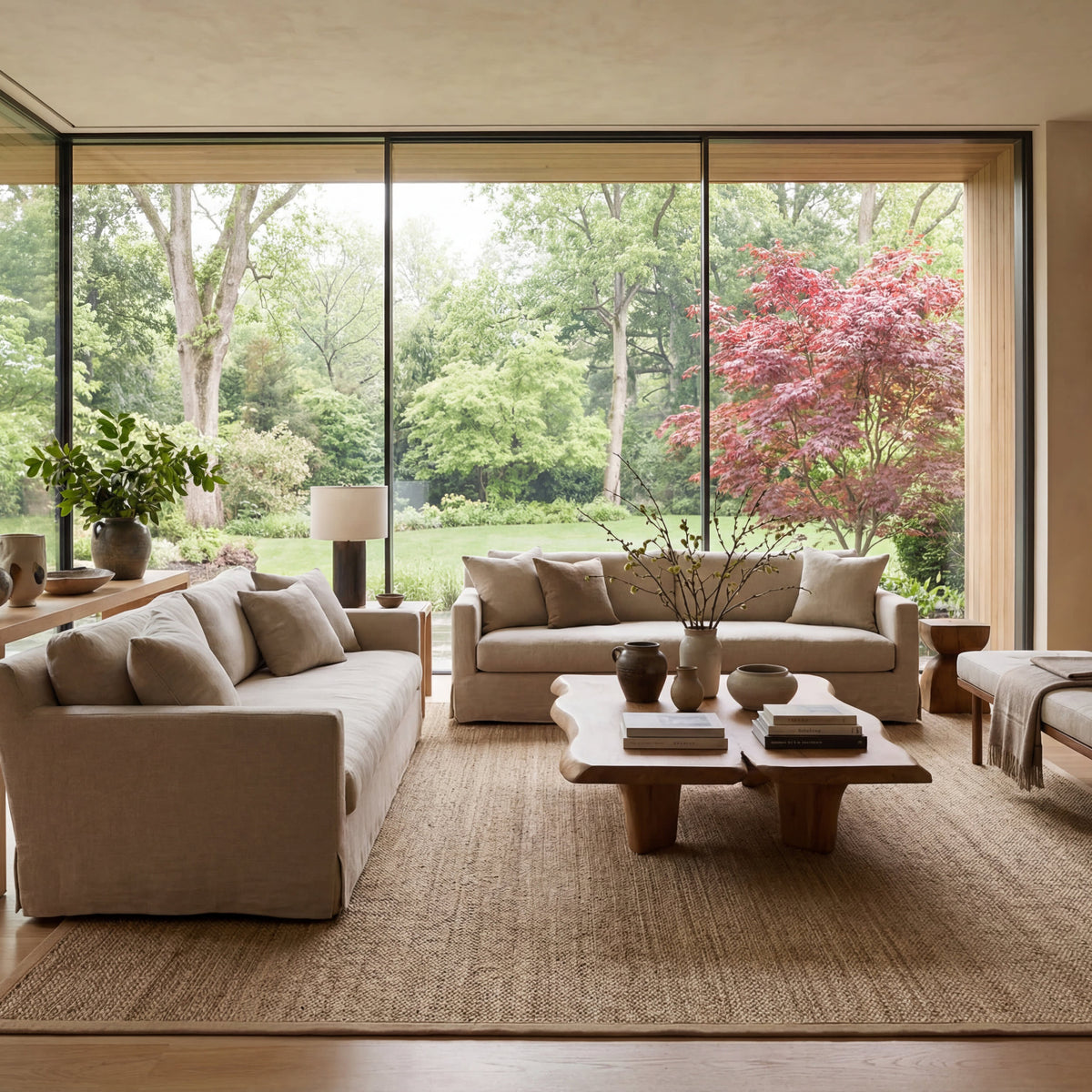 Japandi Bordered Seagrass Rug - Beige – view 2