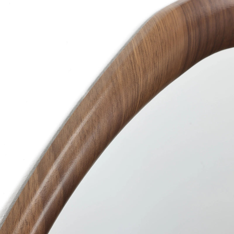 Japandi Brown Wood Wall Mirror