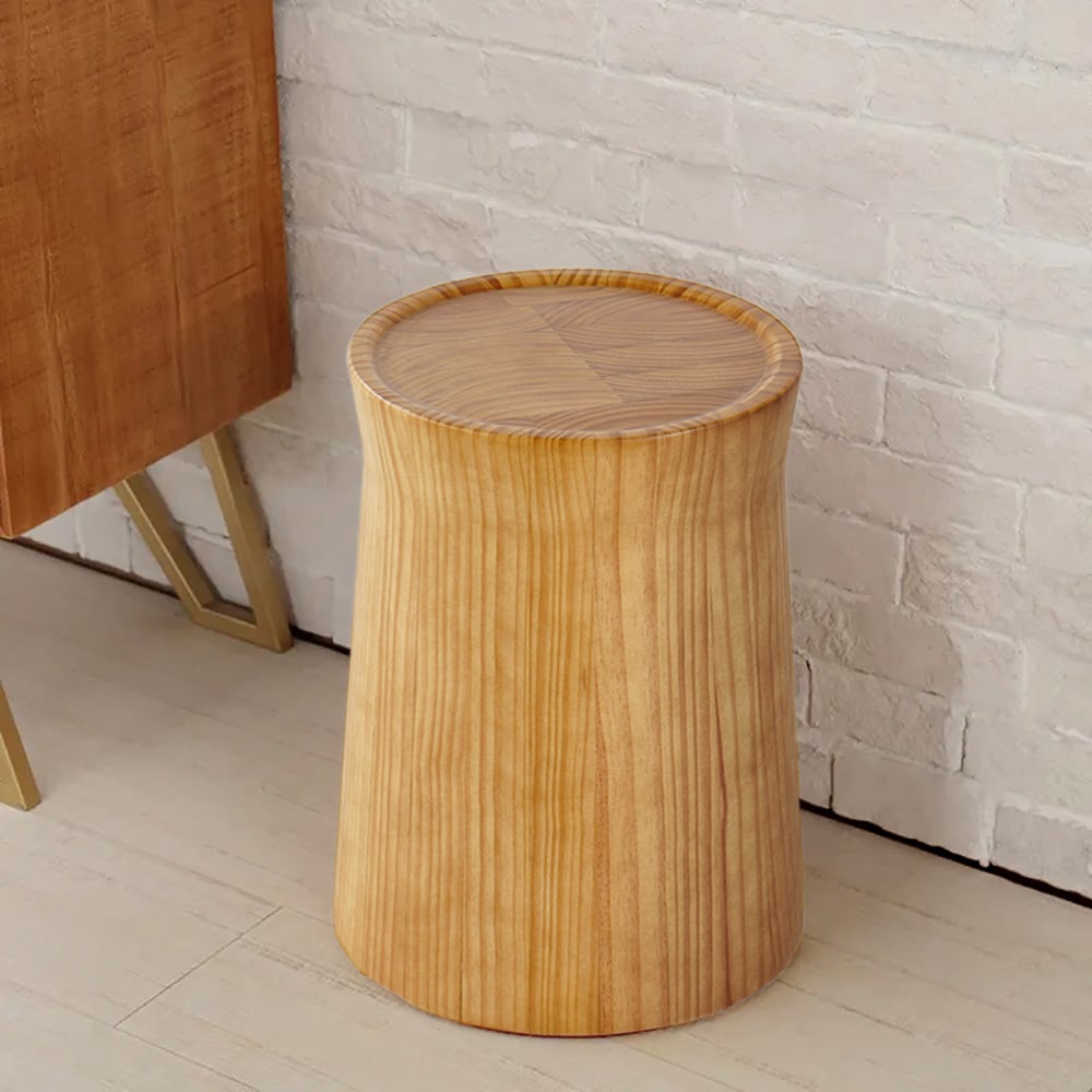 Japandi Round Wooden Side Table