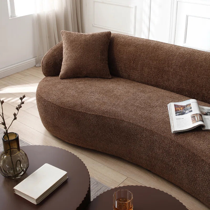 Curved Bouclé Japandi Sofa