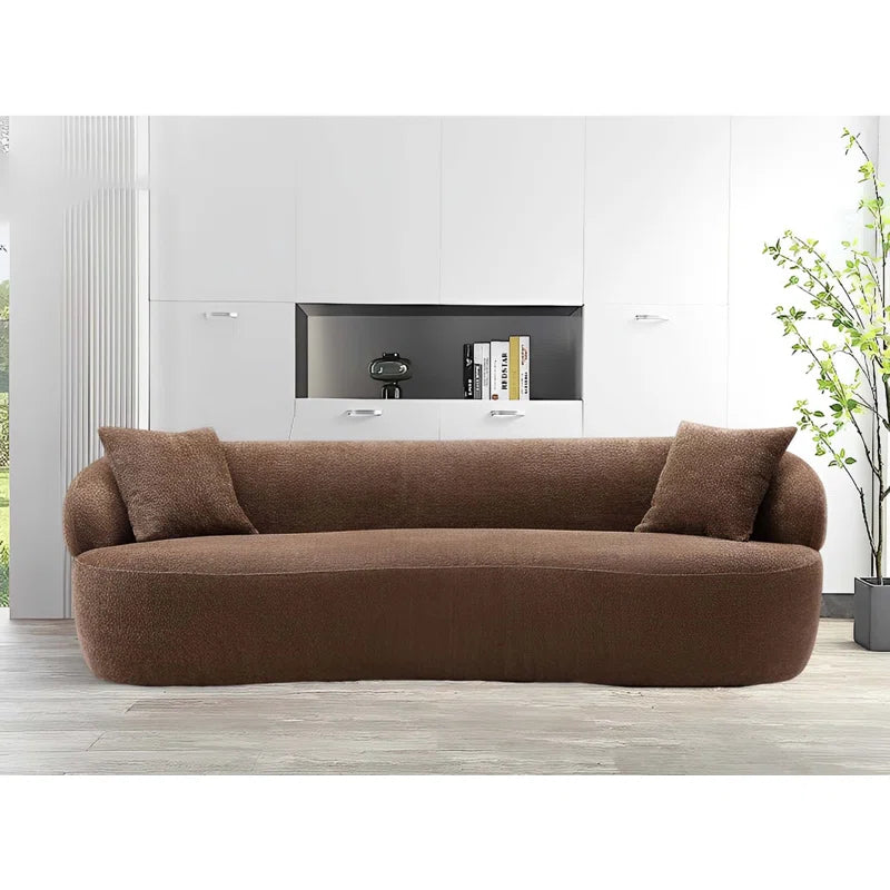 Curved Bouclé Japandi Sofa