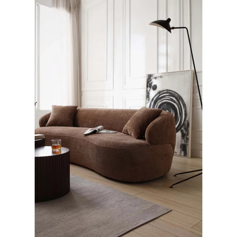 Curved Bouclé Japandi Sofa