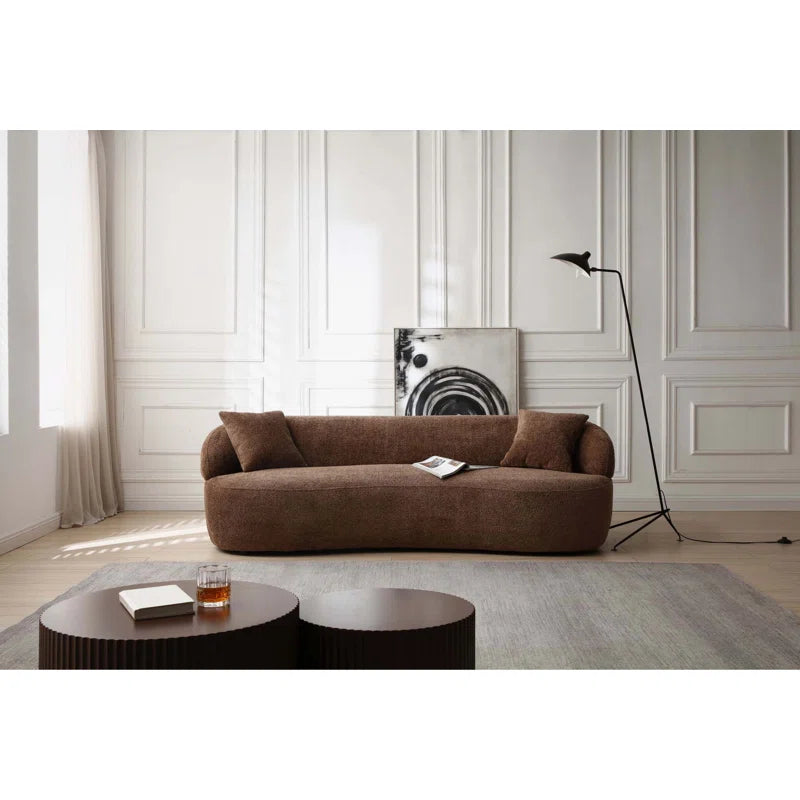 Curved Bouclé Japandi Sofa