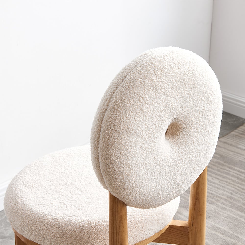 Japandi Wood and Bouclé Chair