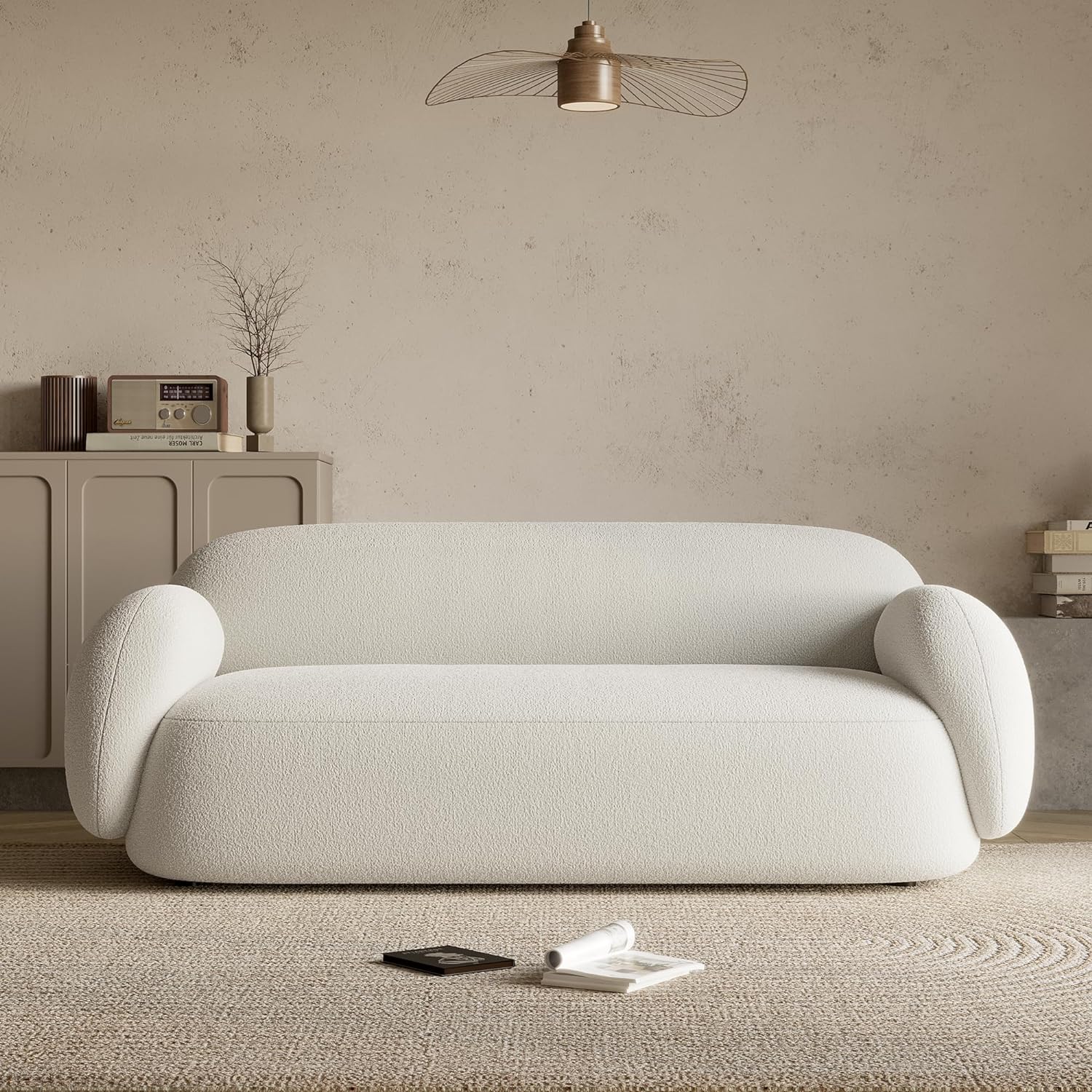 Japandi Boucle Curved Sofa