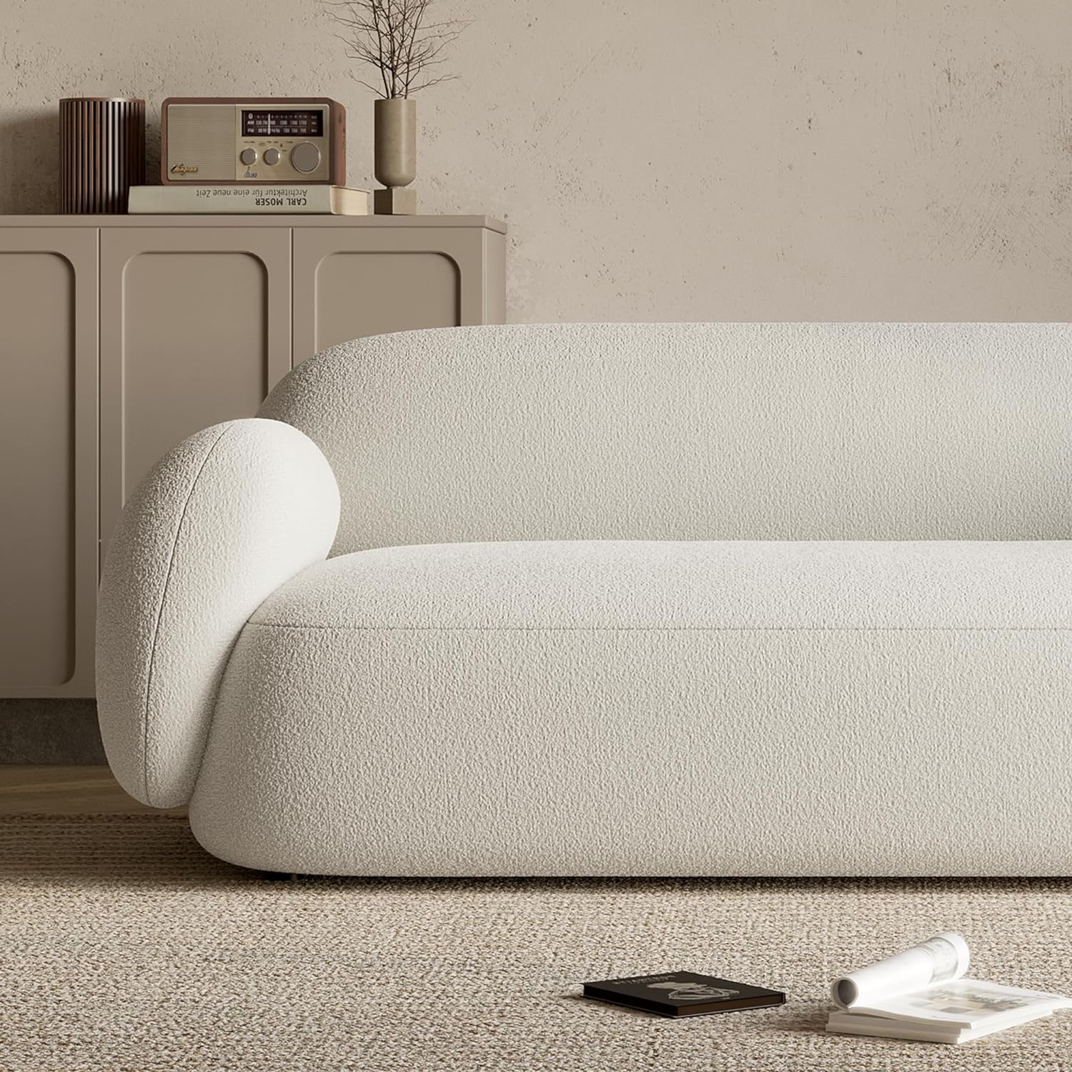 Japandi Boucle Curved Sofa