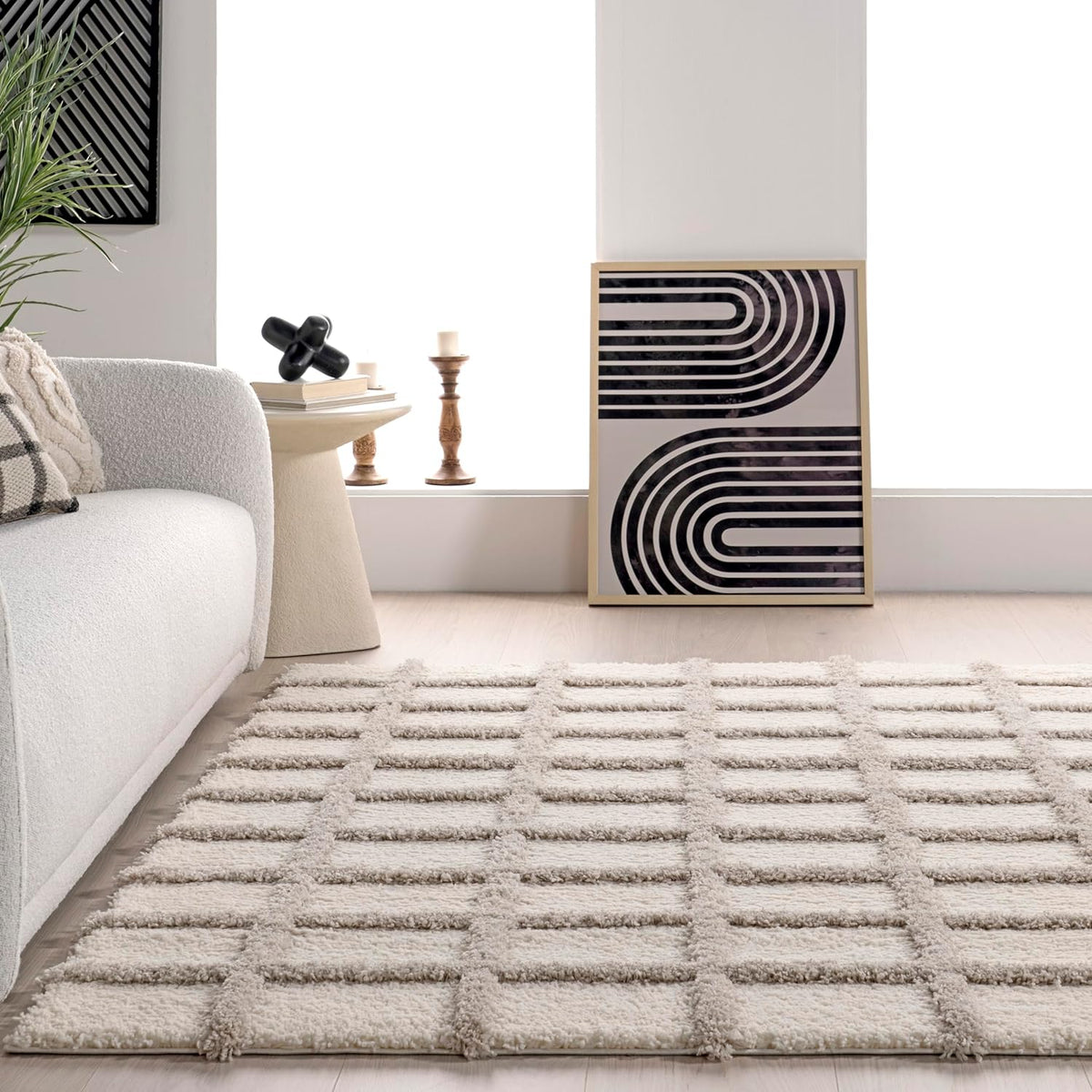 Apandi Rug Texture Japandi Checkered Texture Rug