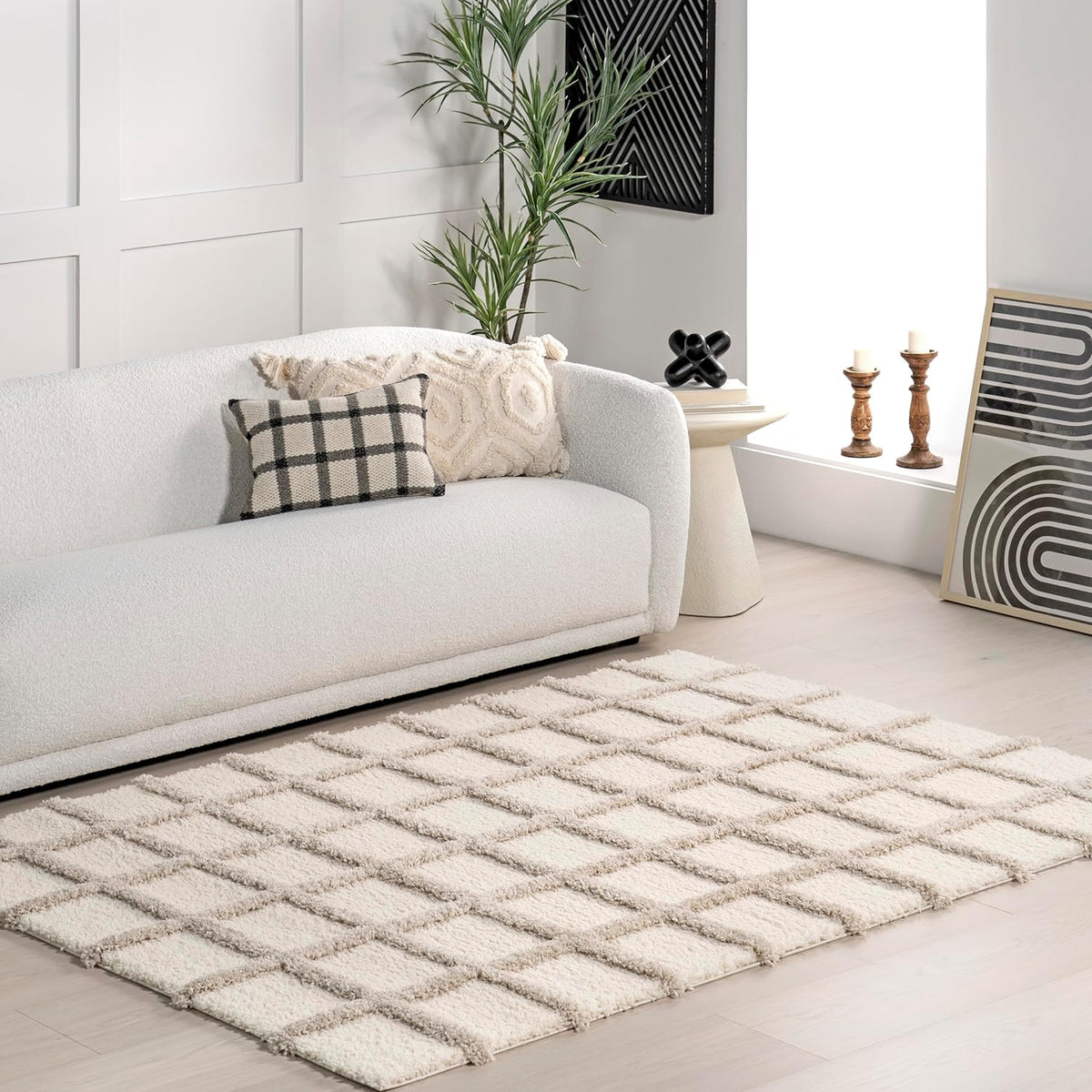 Apandi Rug Texture Japandi Checkered Texture Rug