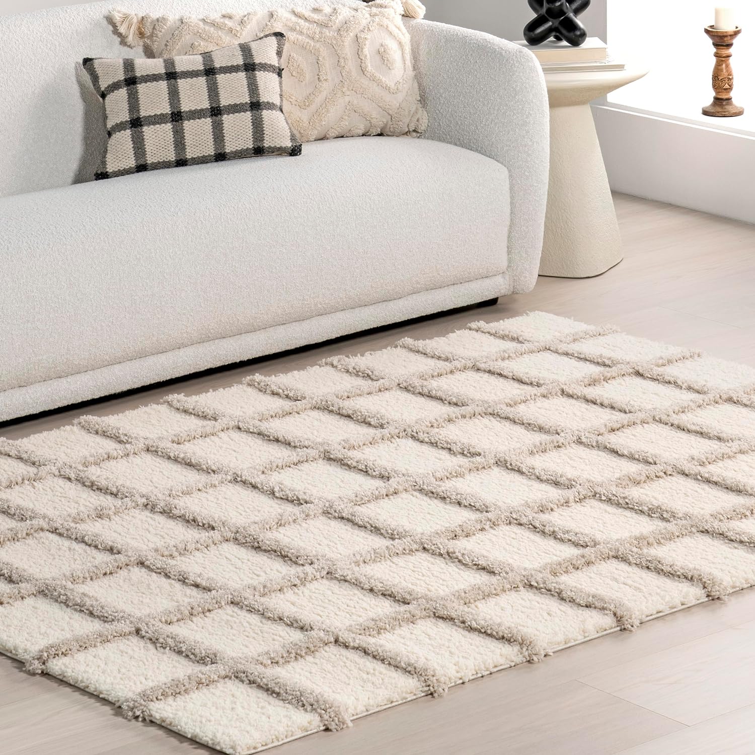 Japandi Checkered Texture Rug