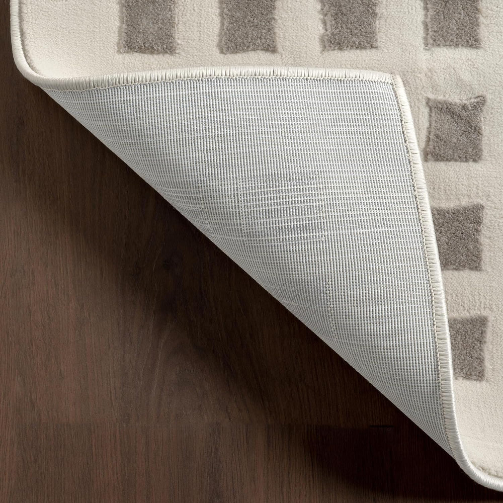 Grey Checked Rug Japandi Cream & Grey Checkered Rug