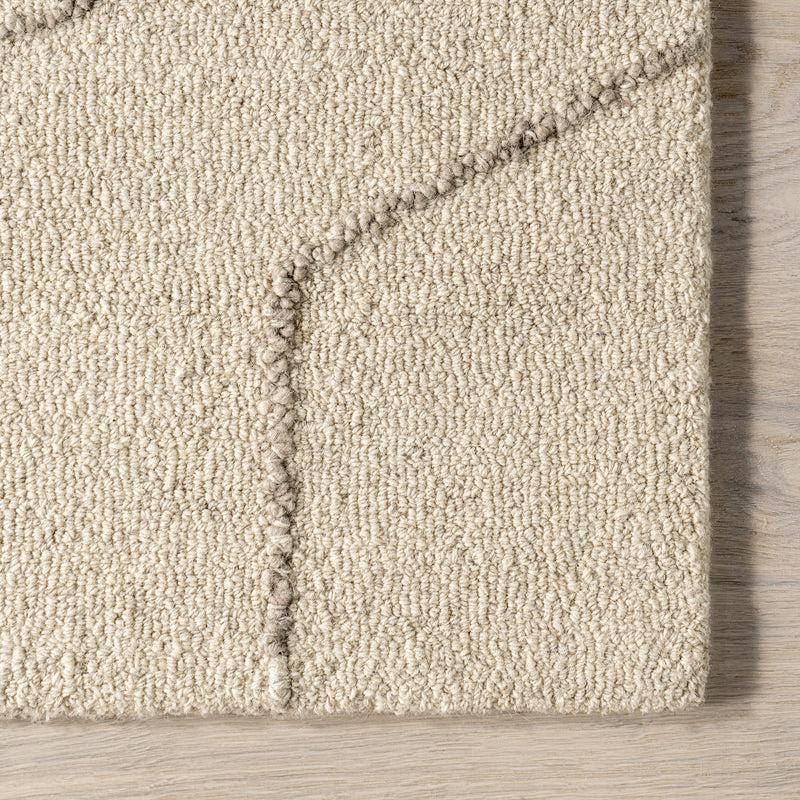 Japandi Textured Cream Wool Rug - Mulholland